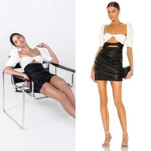 The Bar Wyatt Faux Leather Dress White Black